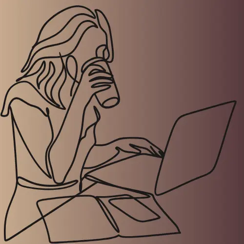 Line-art-of-a-person-working-on-a-laptop -symbolizing-online-marketing-strategy